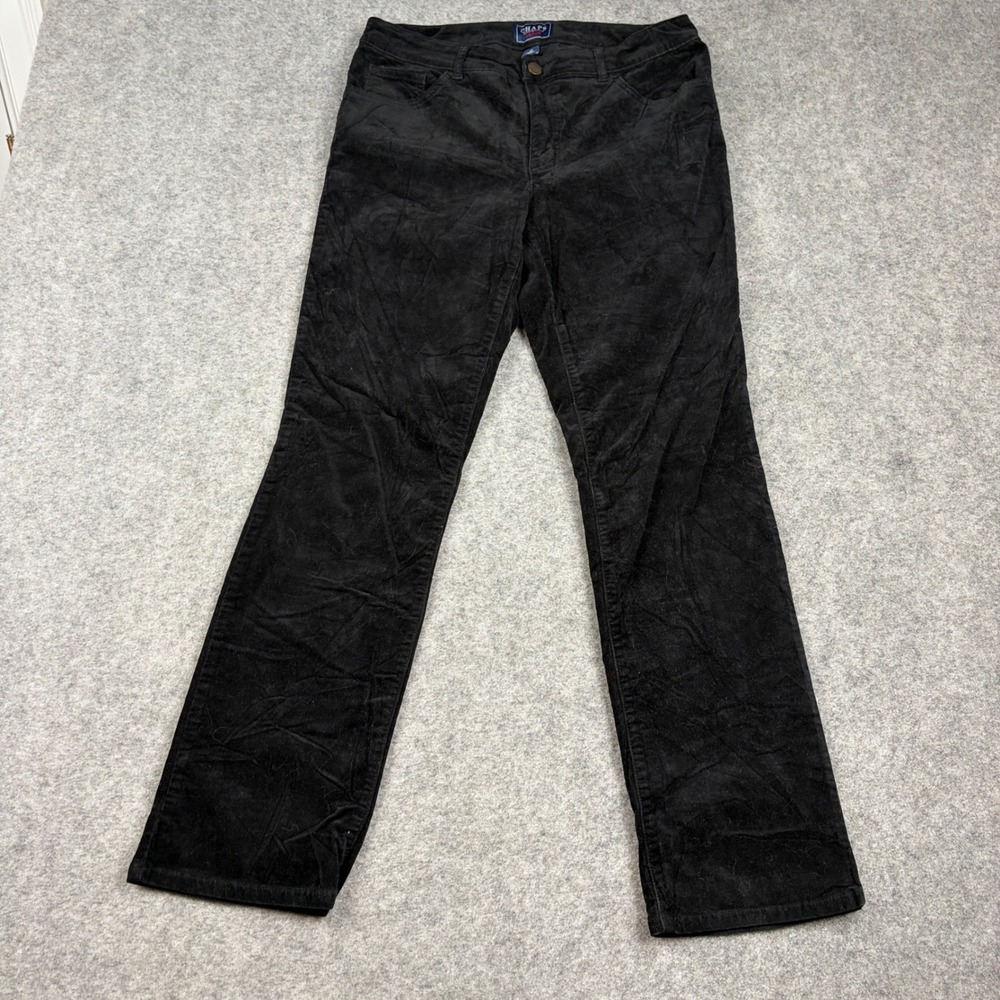Chaps Corduroy Pants Womens 12 Black Straight Leg Stretch Casual Classic Preppy